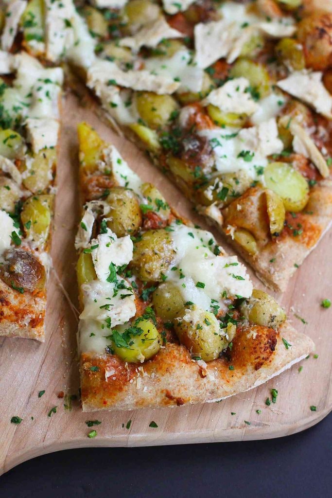 Leftover turkey or chicken potato pizza