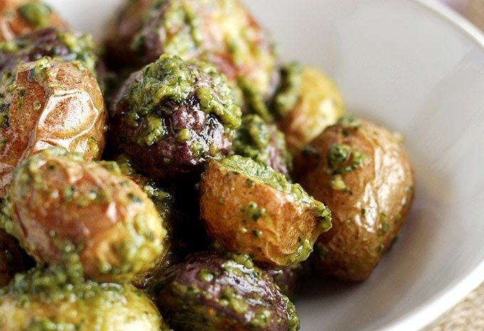 A bowl of Vegan Pesto Potatoes