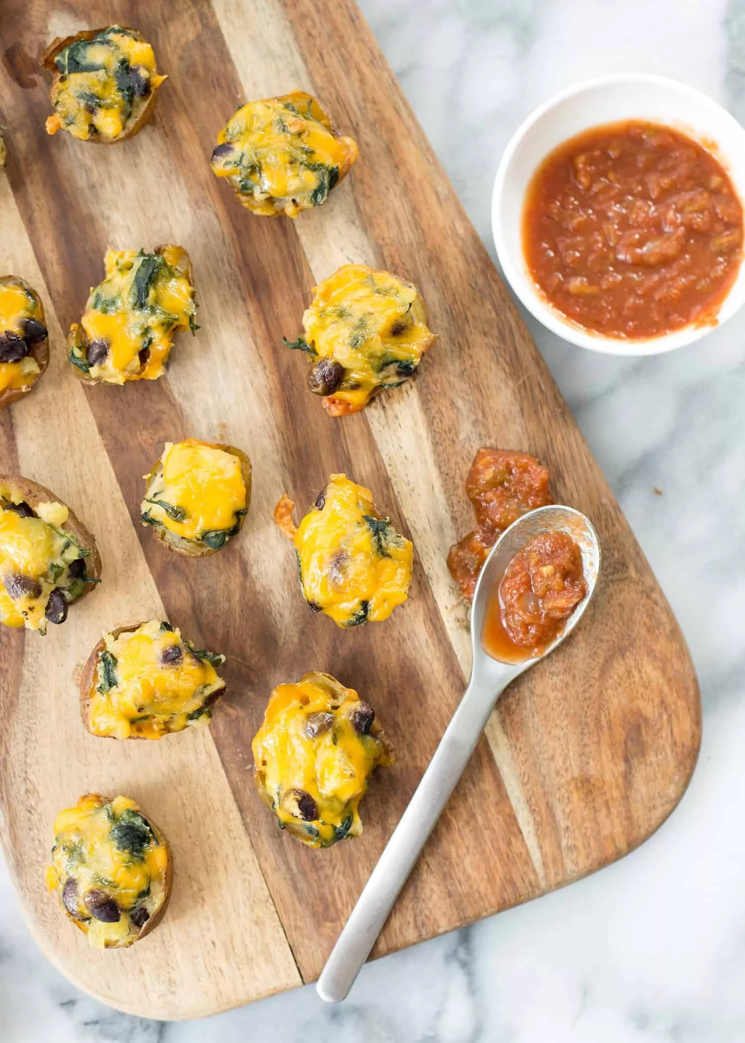 Vegetarian southwest stuffed potato skins.