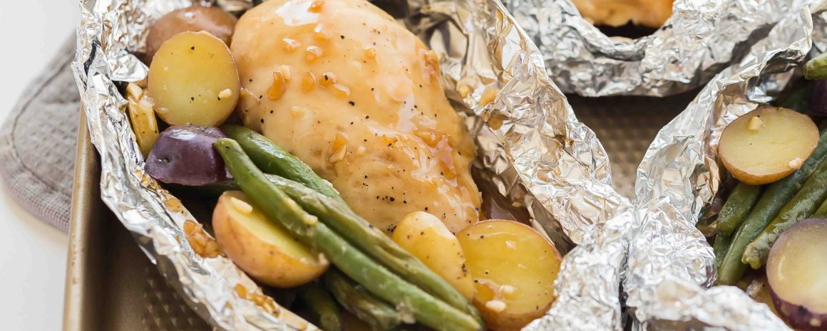 Honey garlic chicken foil packs.