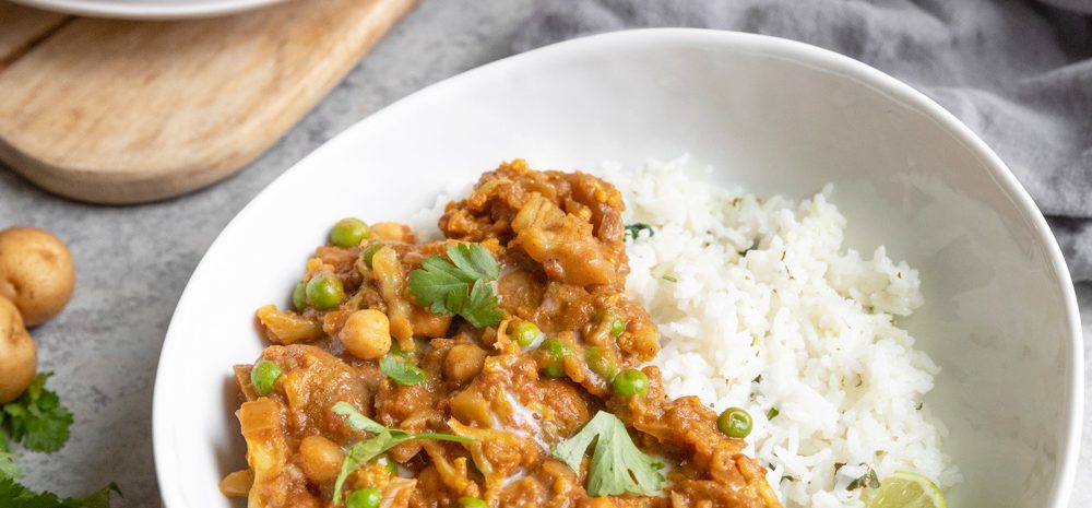 A bowl of Slow Cooker Potato Curry.