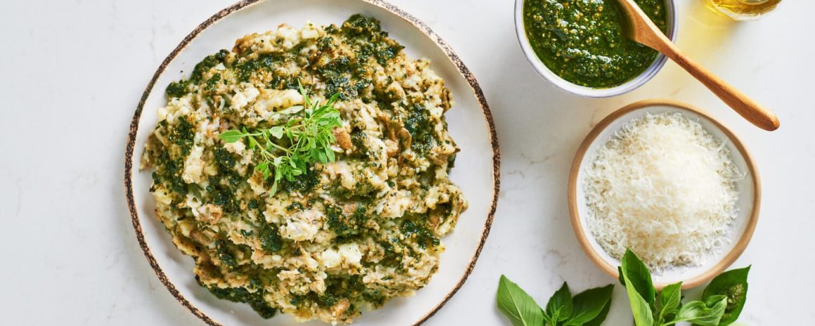 Basil pesto mashed potatoes