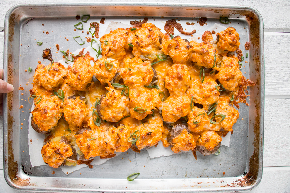 Buffalo Chicken Smashed Potatoes.