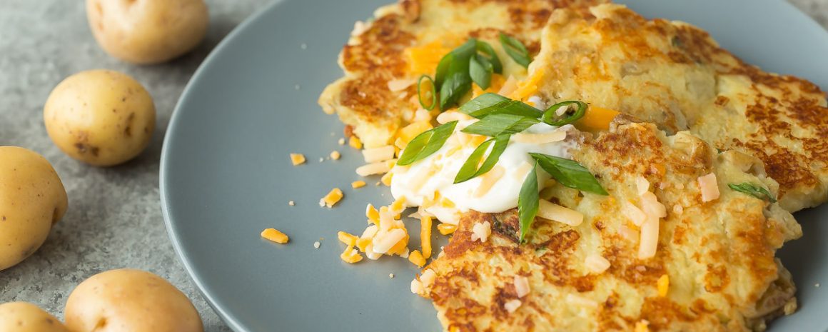 Cheesy potato latkes.