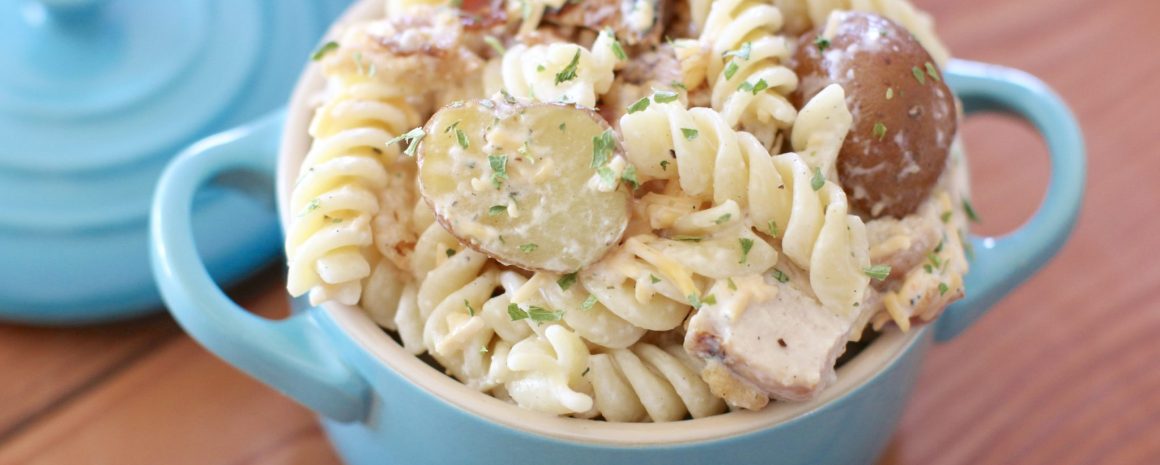 Chicken bacon Ranch potato pasta salad.