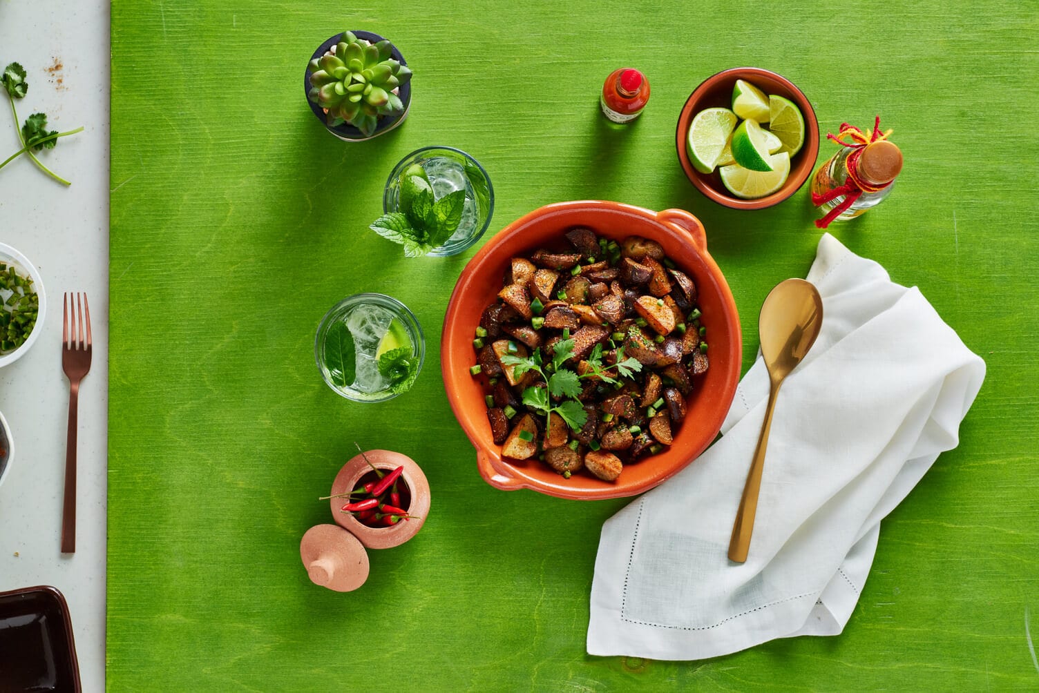 Chili and smoked paprika pan fried potatoes.