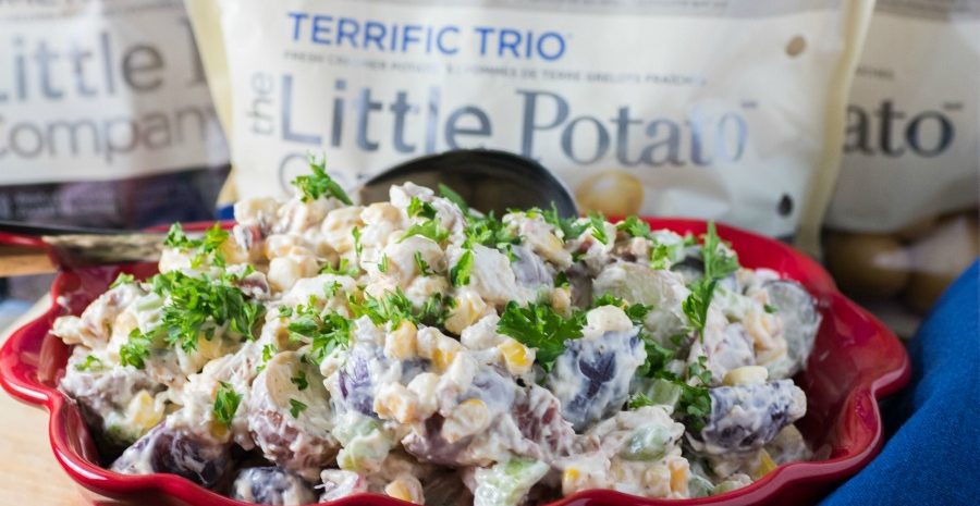 A bowl of crab boil potato salad.