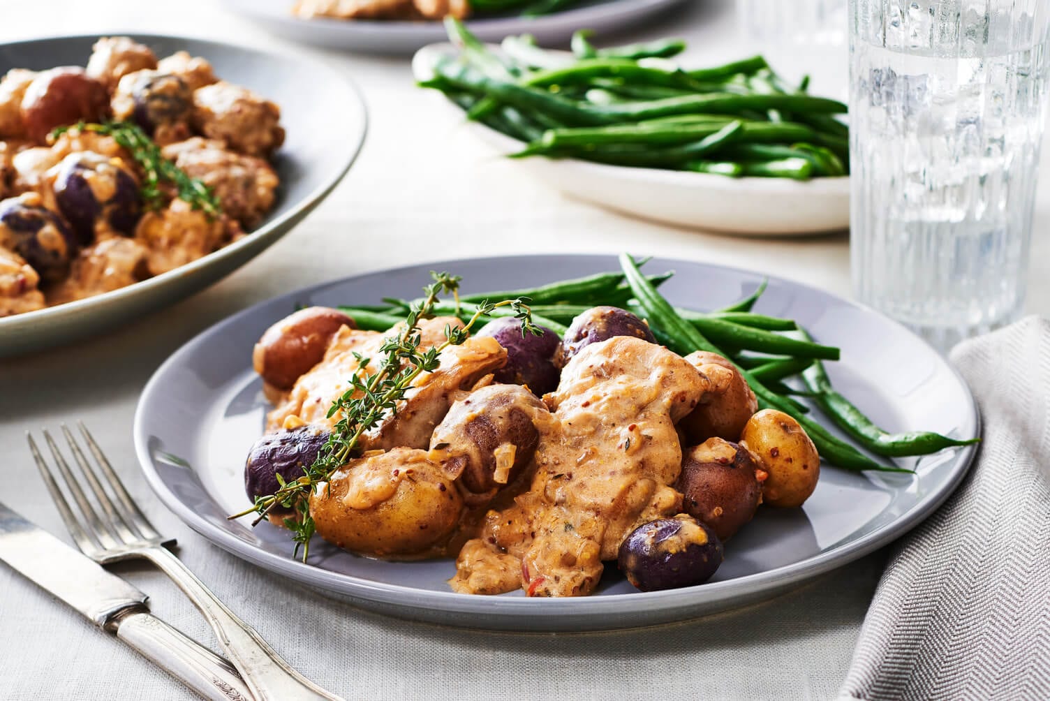 Chicken and potatoes with a nice gravy.