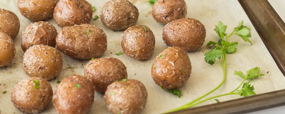 Easy roasted potatoes on a sheet pan.