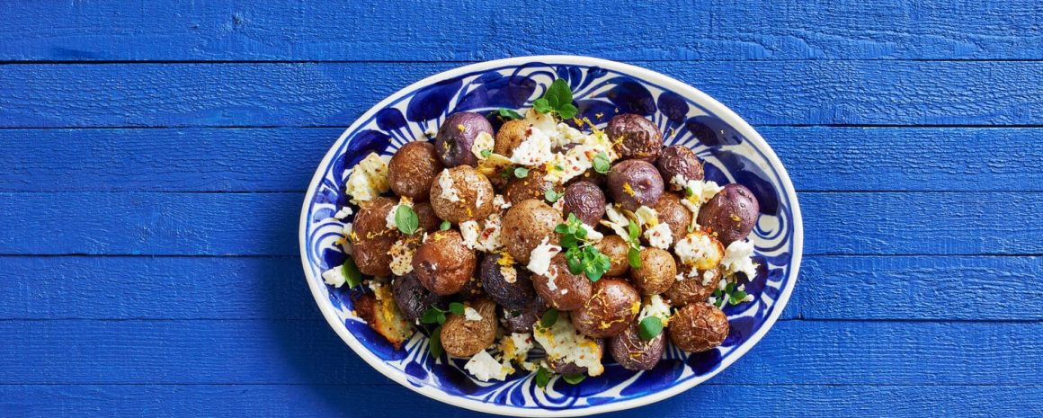 A nice big platter of Greek feta roasted little potatoes.