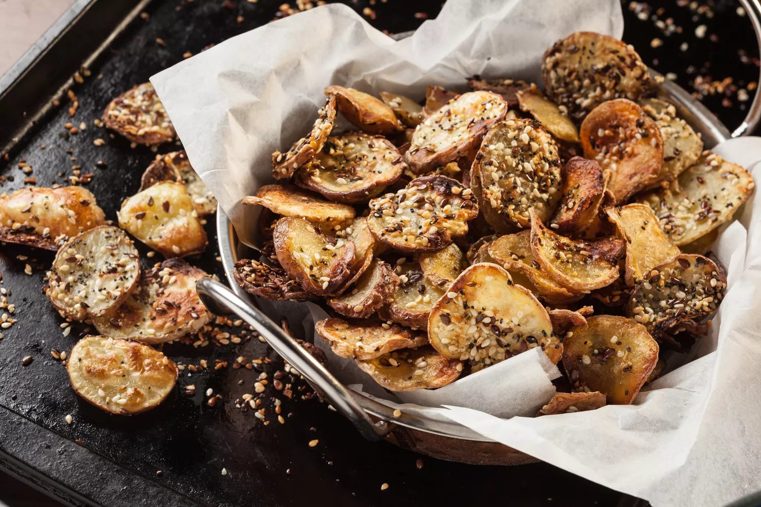 Potato chips with seeds.
