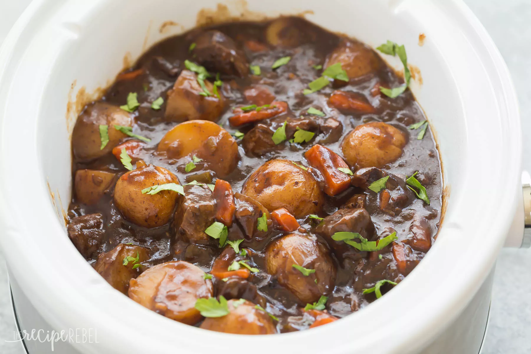 Honey balsamic slow cooker beef stew.