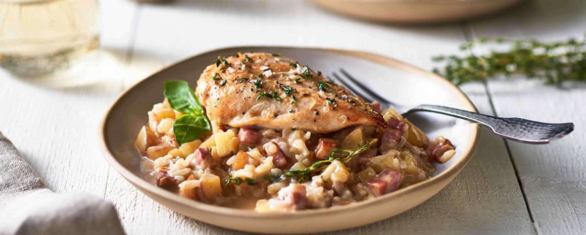 Risotto with pancetta and potatoes.