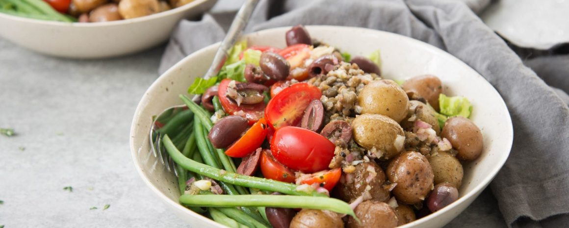 A lentil niçoise salad.