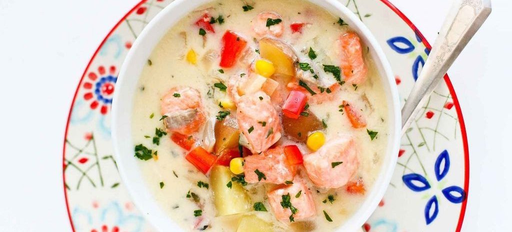 Light salmon and potato chowder.