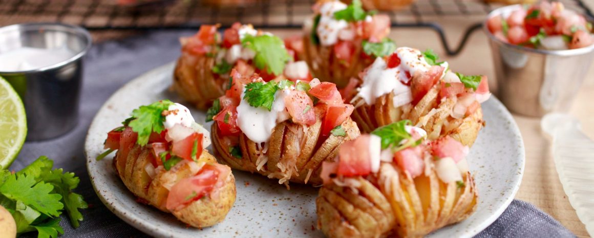 Mini tex-mex hasselback potatoes