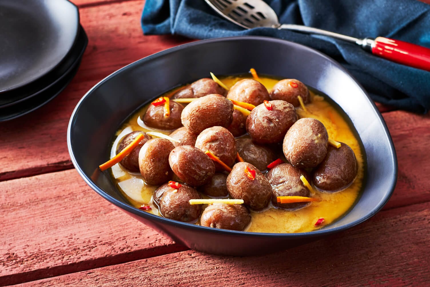 Miso poached potatoes.