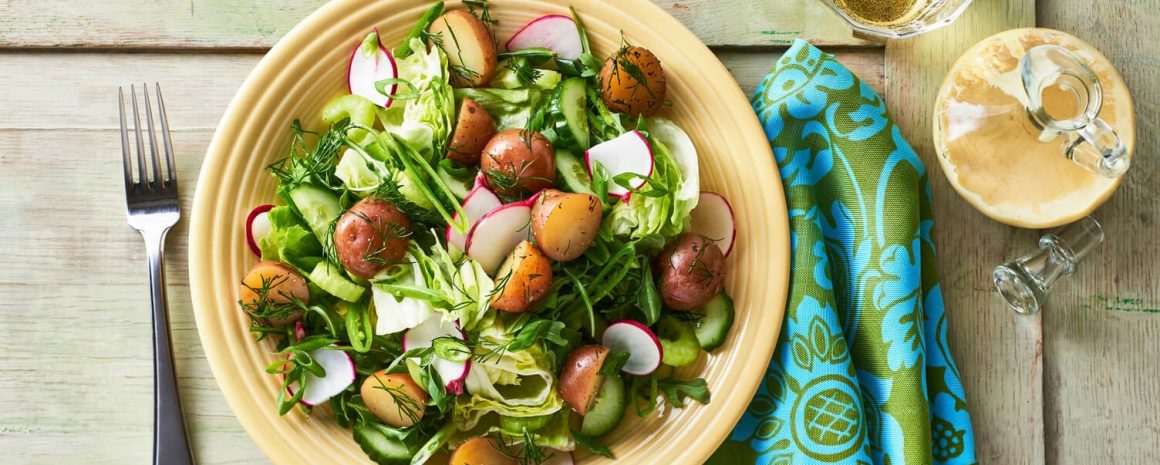 A mixed green salad with Dijon vinaigrette.