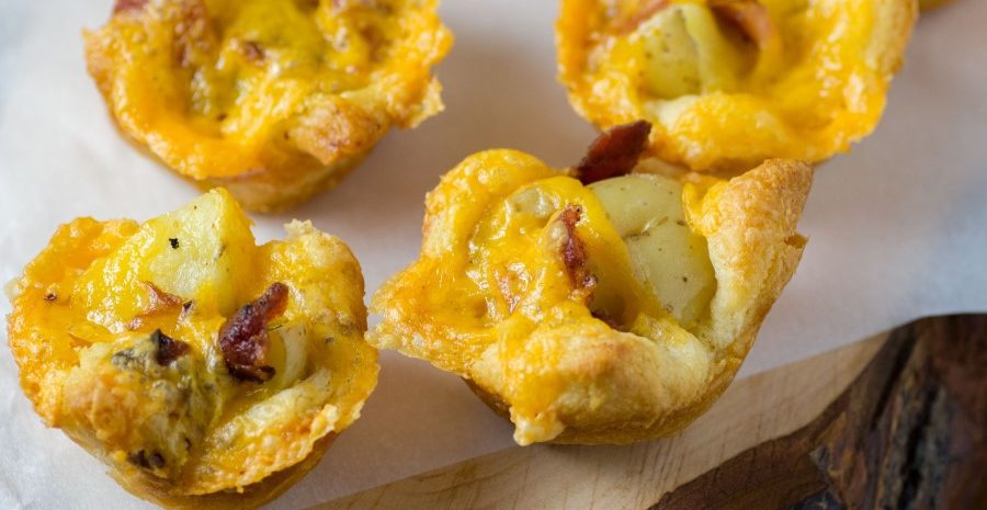 Potato cheese bacon mini tarts.