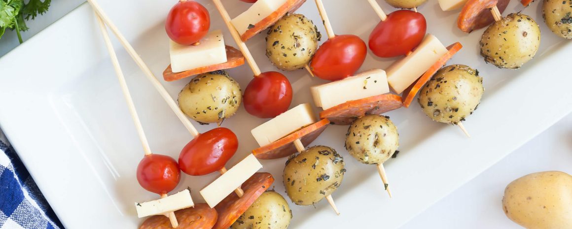 Potato pizza skewers.