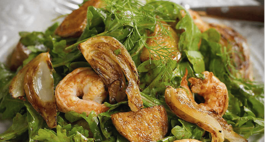 A shrimp and fennel and potato salad.