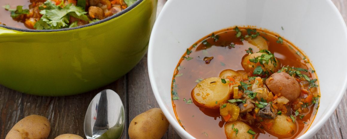 A bowl of vegetable soup.