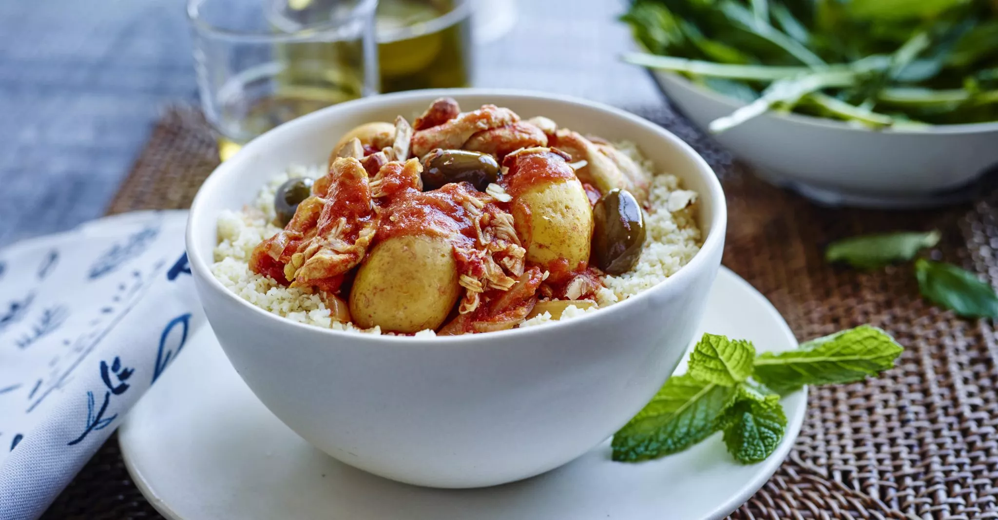 A bowl of slow cooker moroccan tagine.