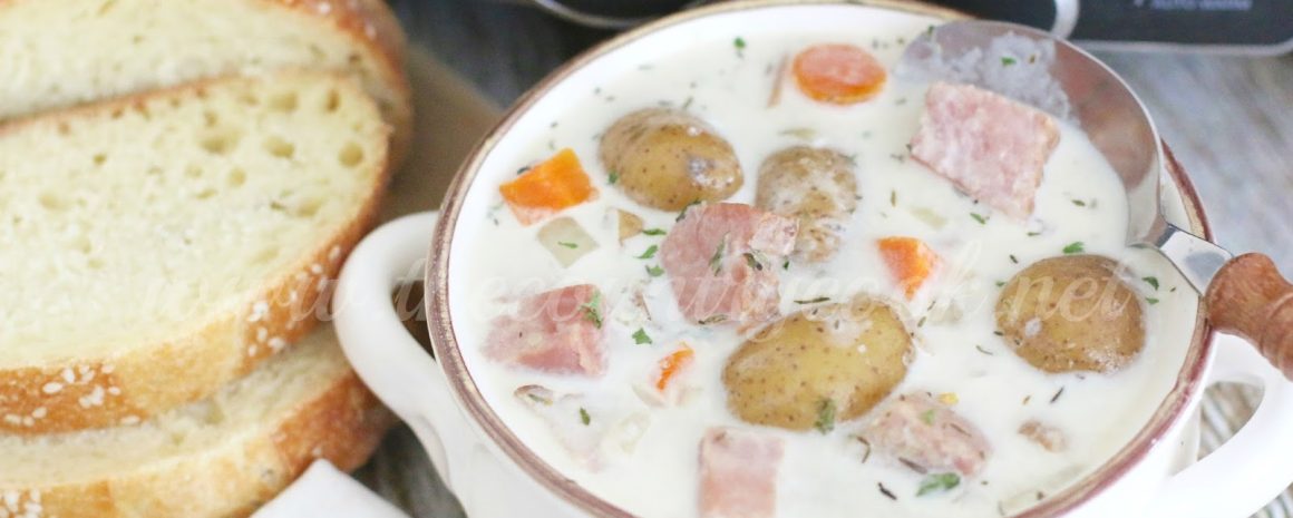 Slow cooker potato and ham soup.