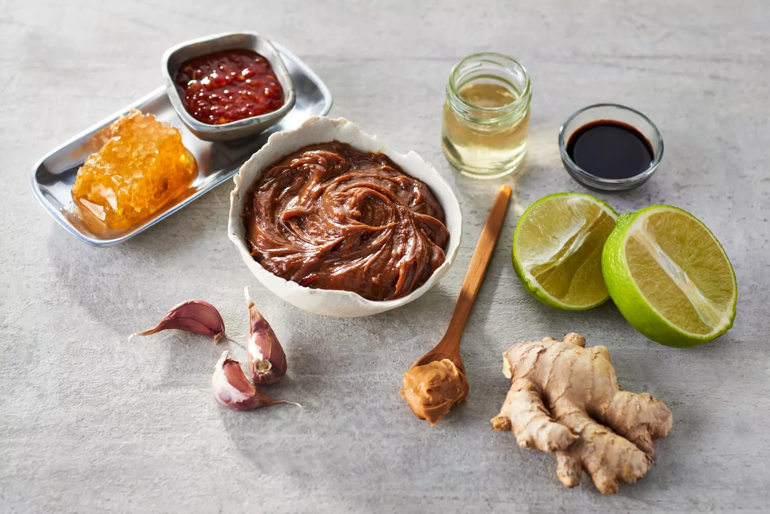 Smashed-Potatoes-with-Peanut-Dip_The-Food-Group_Web-Res-1 All the ingredients to make a delicious peanut dip.