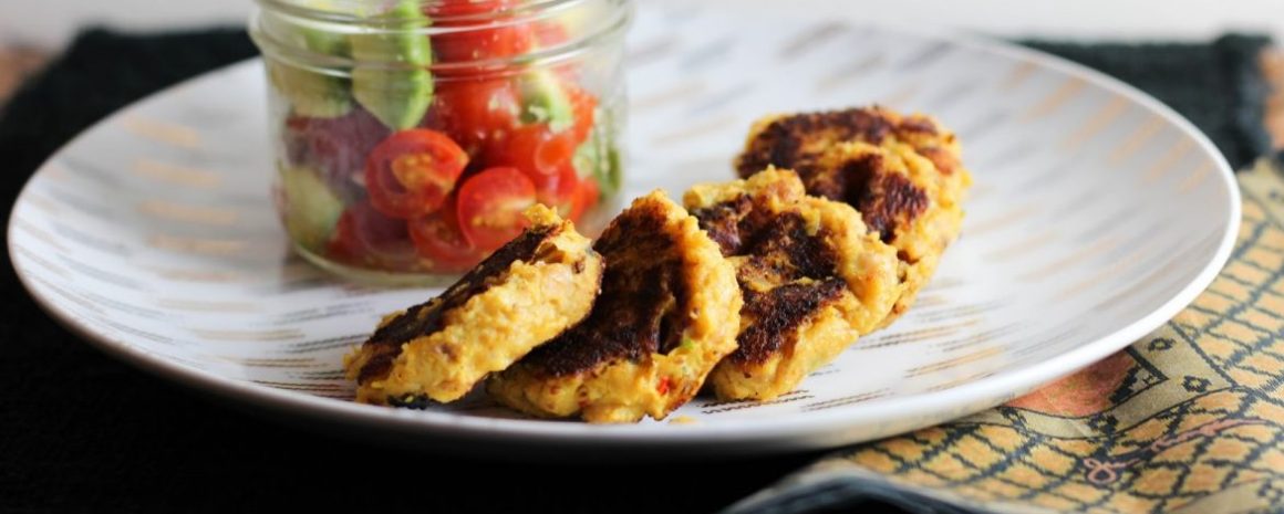 Spicy potato chickpea cakes.