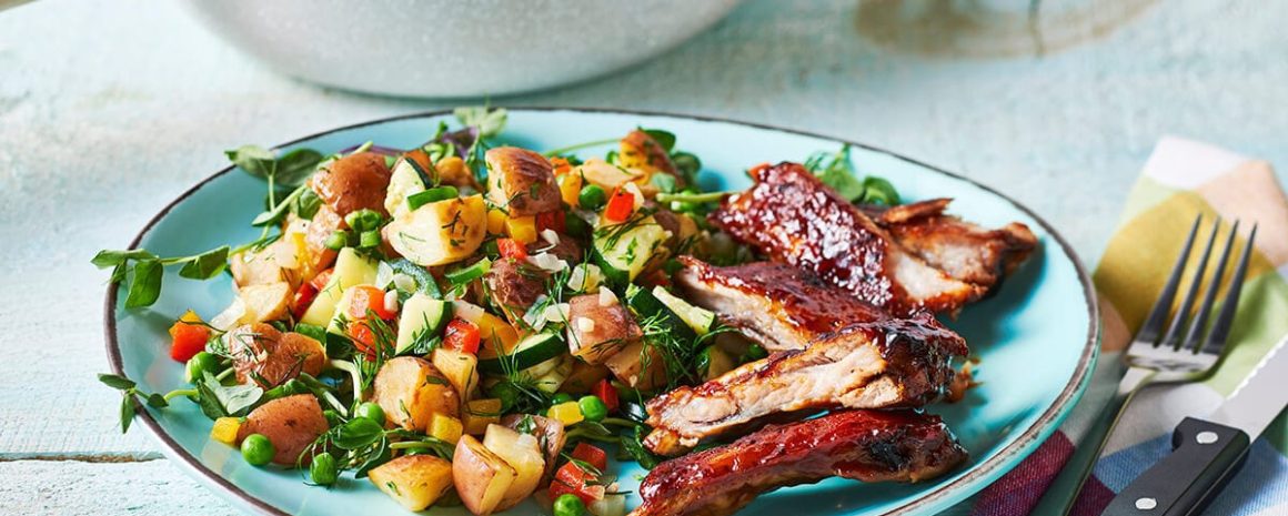 a sumptuous platter of potato succotash.