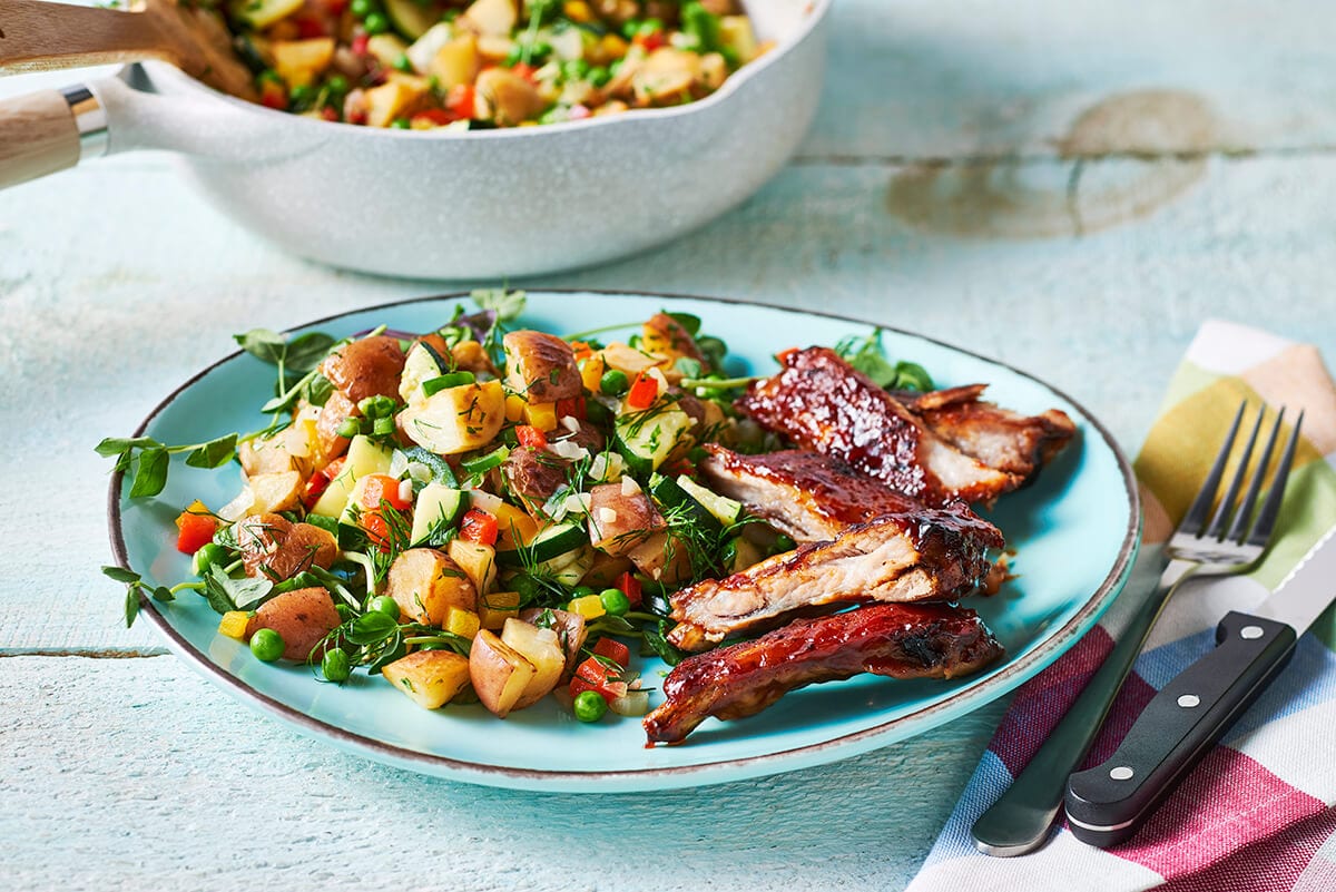 a sumptuous platter of potato succotash.