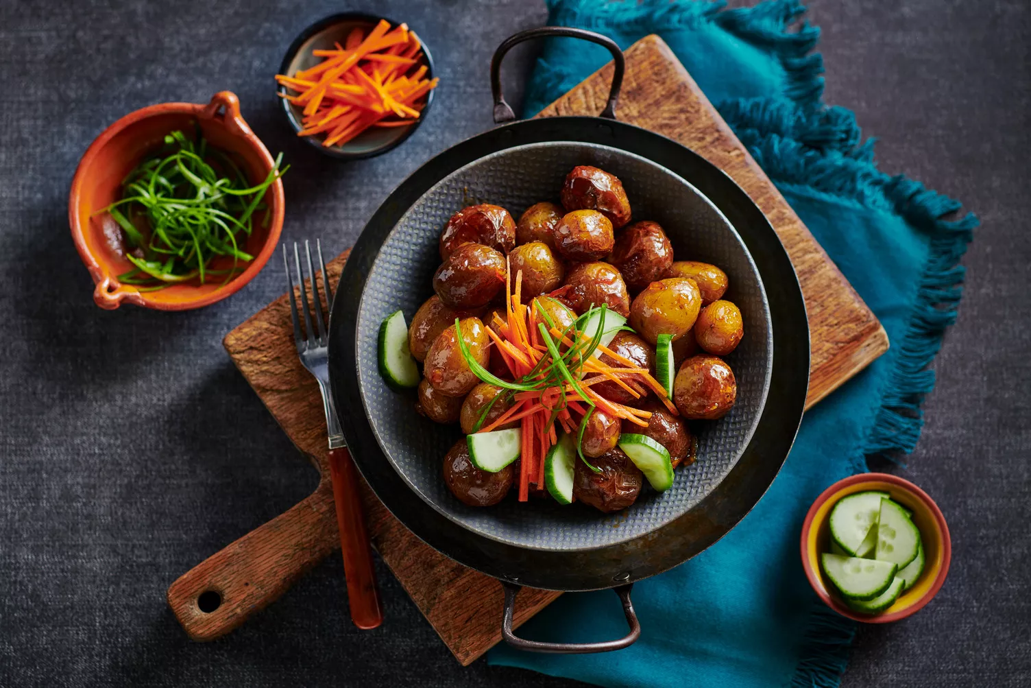 Sweet-and-Spicy-Air-Fryer-Potatoes_The-Food-Group_Web-Res-1 Delicious Little Potatoes made in the Air Fryer with a sweet and spicy sauce.
