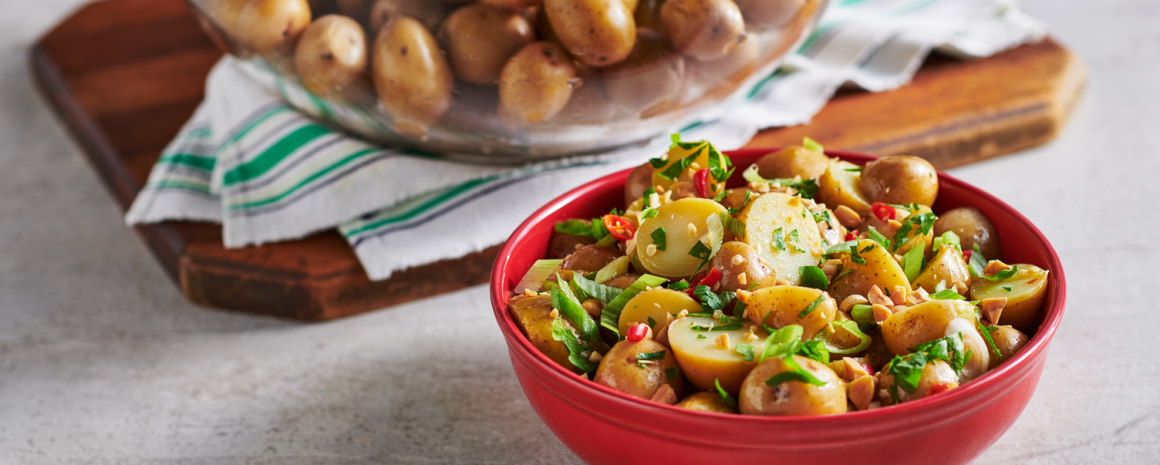 A spicy potato salad with Thai chilies