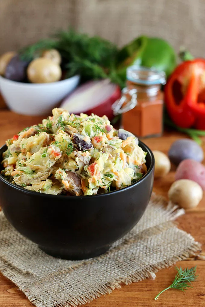 Vegan-Rainbow-Potato-Salad Vegan rainbow potato salad.