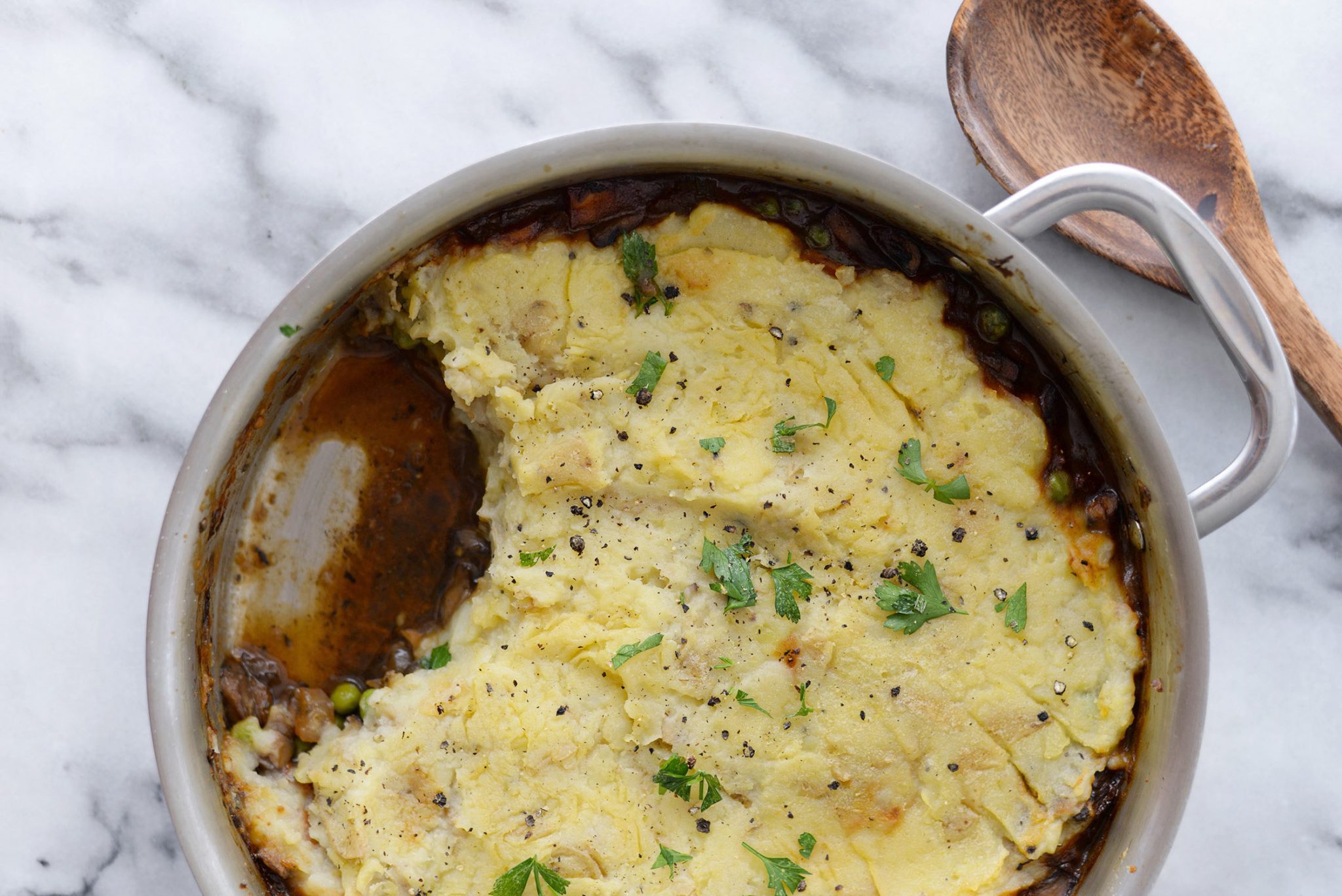 Shepherd's pie in a skillet.