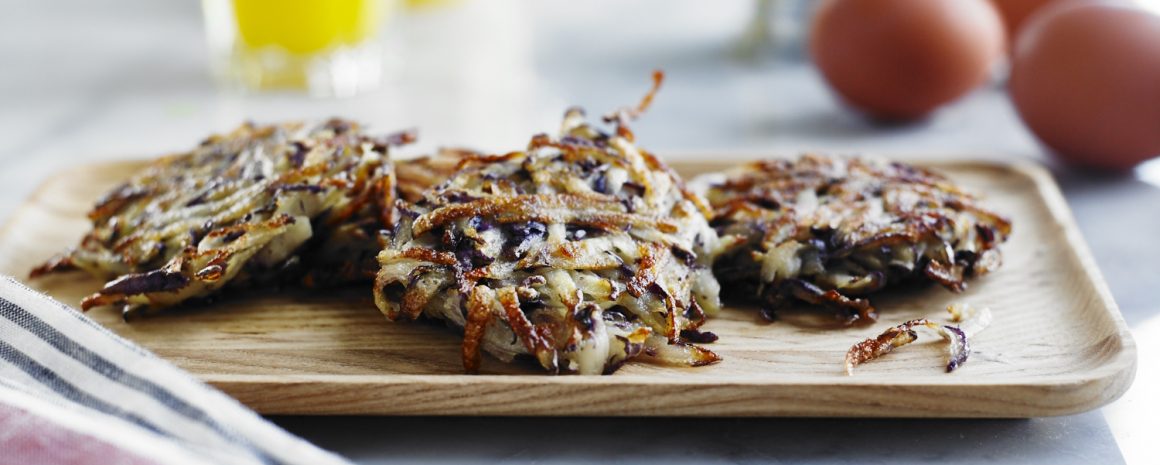 Purple potato latkes.