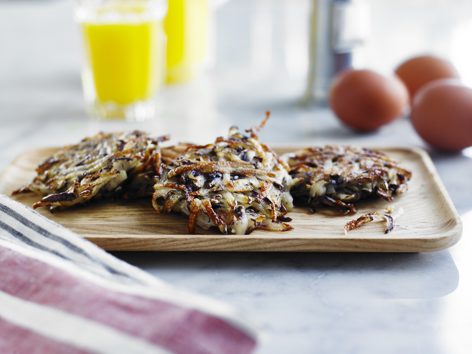 Purple potato latkes.