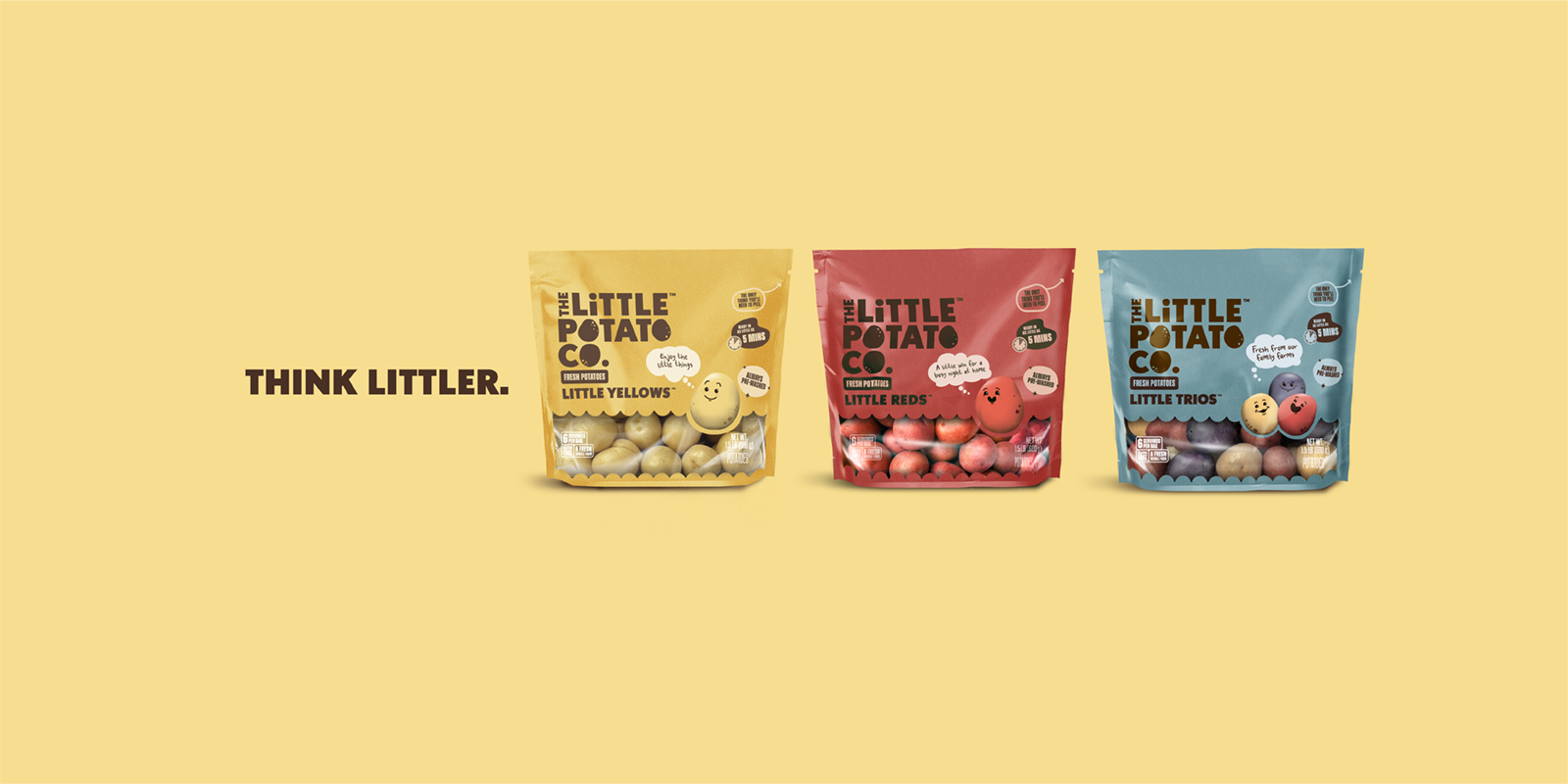 Bags of Little Yellows™, Little Reds™, and Little Trios™ with the text 